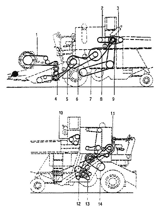 Numeracja pasów w kombajnie JOHN DEERE 330