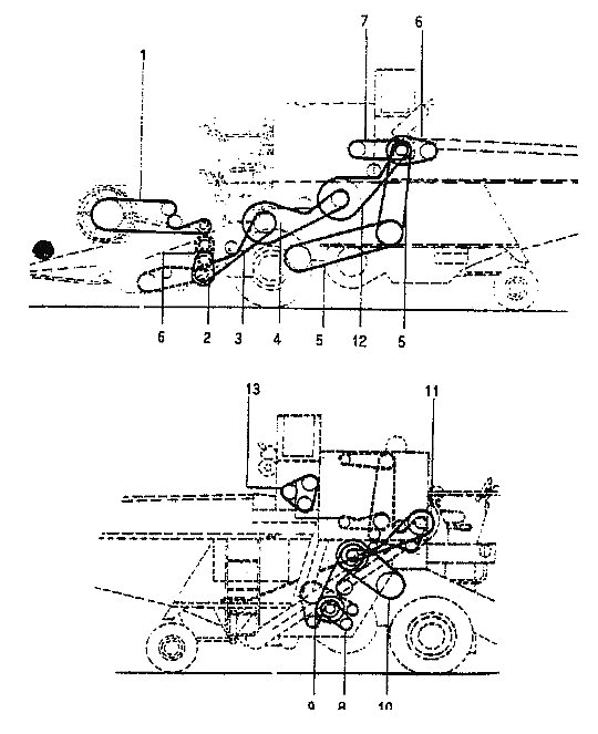 Numeracja pasów w kombajnie JOHN DEERE 630