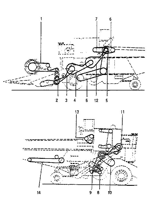 Numeracja pasów w kombajnie JOHN DEERE 925