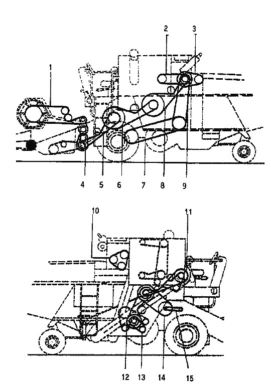 Numeracja pasów w kombajnie JOHN DEERE 942