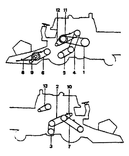 Numeracja pasów w kombajnie MASSEY FERGUSON 487 old