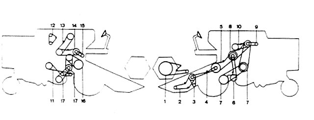 Numeracja pasów w kombajnie NEW HOLLAND 1545